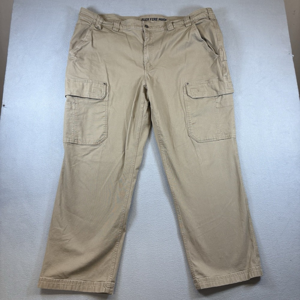Duluth Trading Flex Fire Hose Cargo Pants Men 50x34 Tan Khaki Work Utility